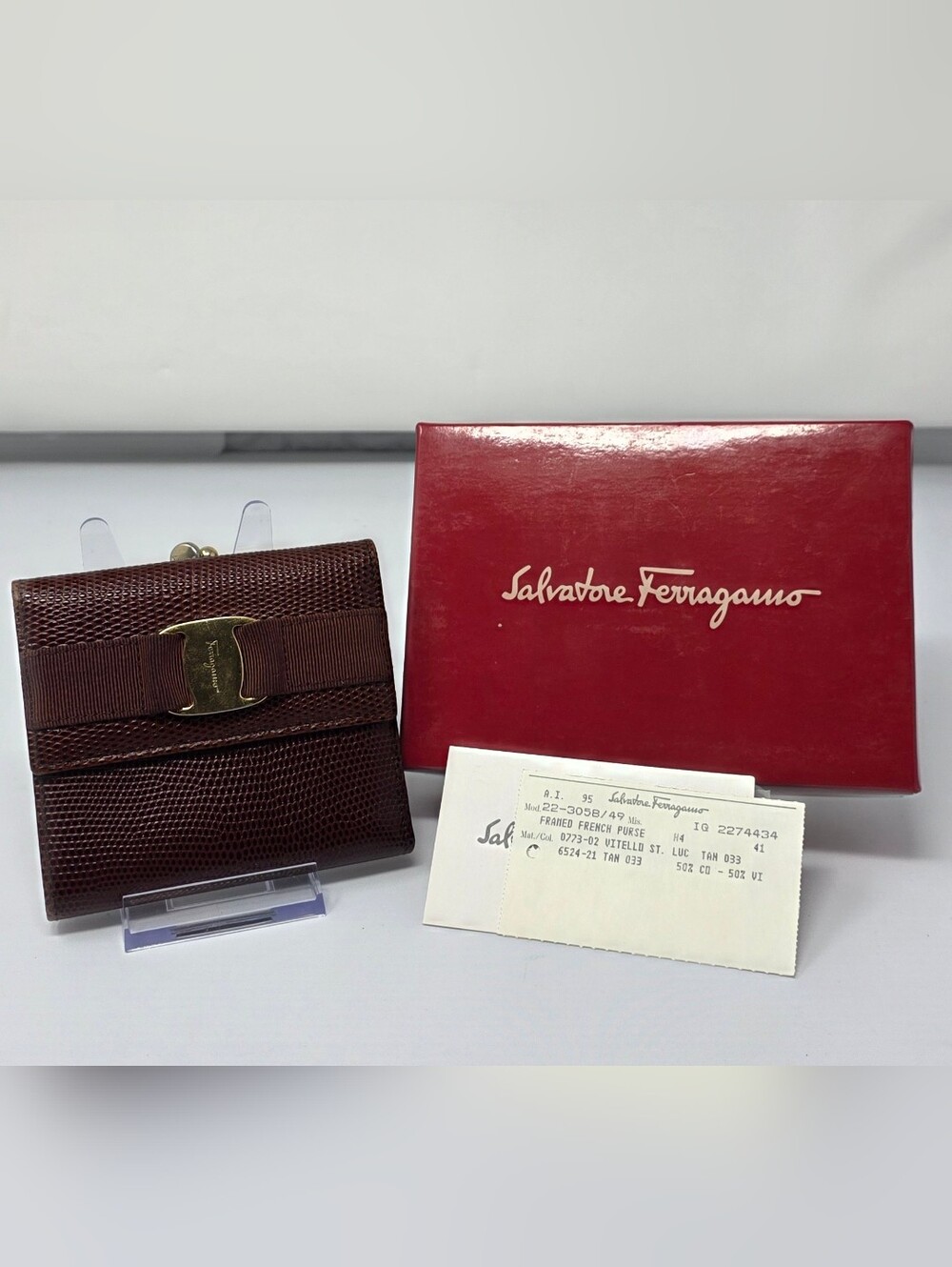 Salvatore Ferragamo Tan French Purse Wallet. Full Inclusion